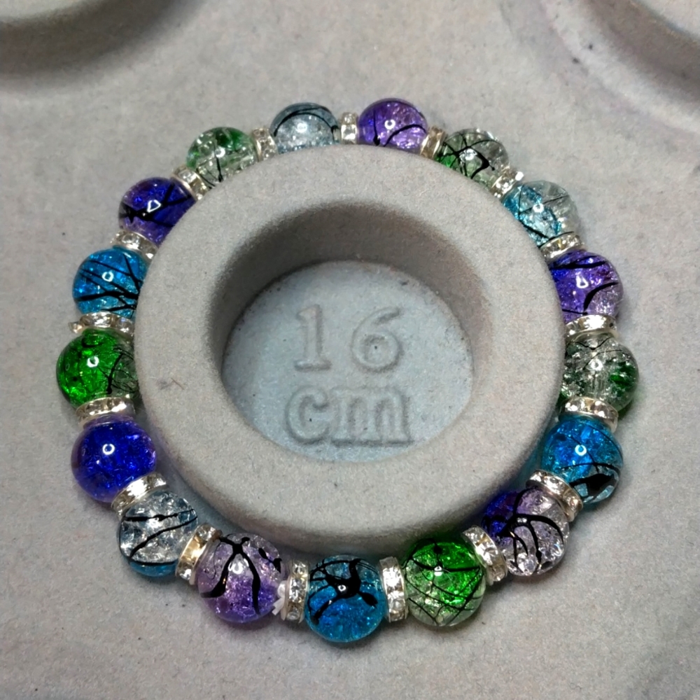 10mm colorful cracked glass bead bracelet 16cm